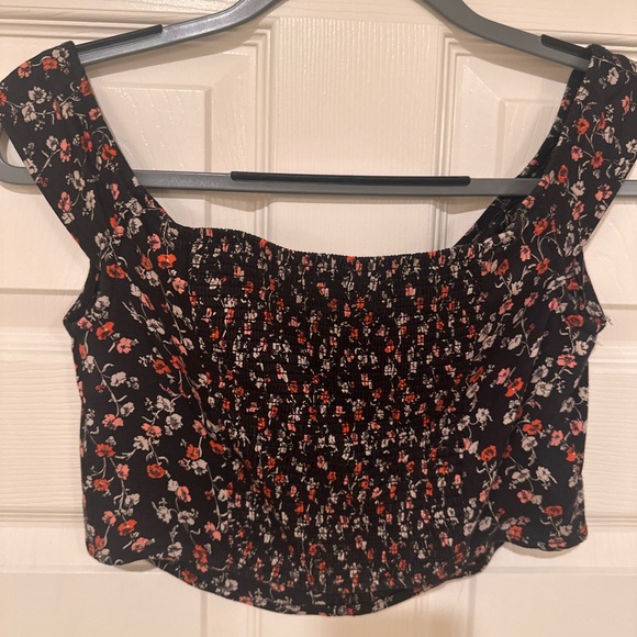 Urban Outfitters Floral Corset Style Crop Top – Black/Red – Size M - Picture 3 of 5